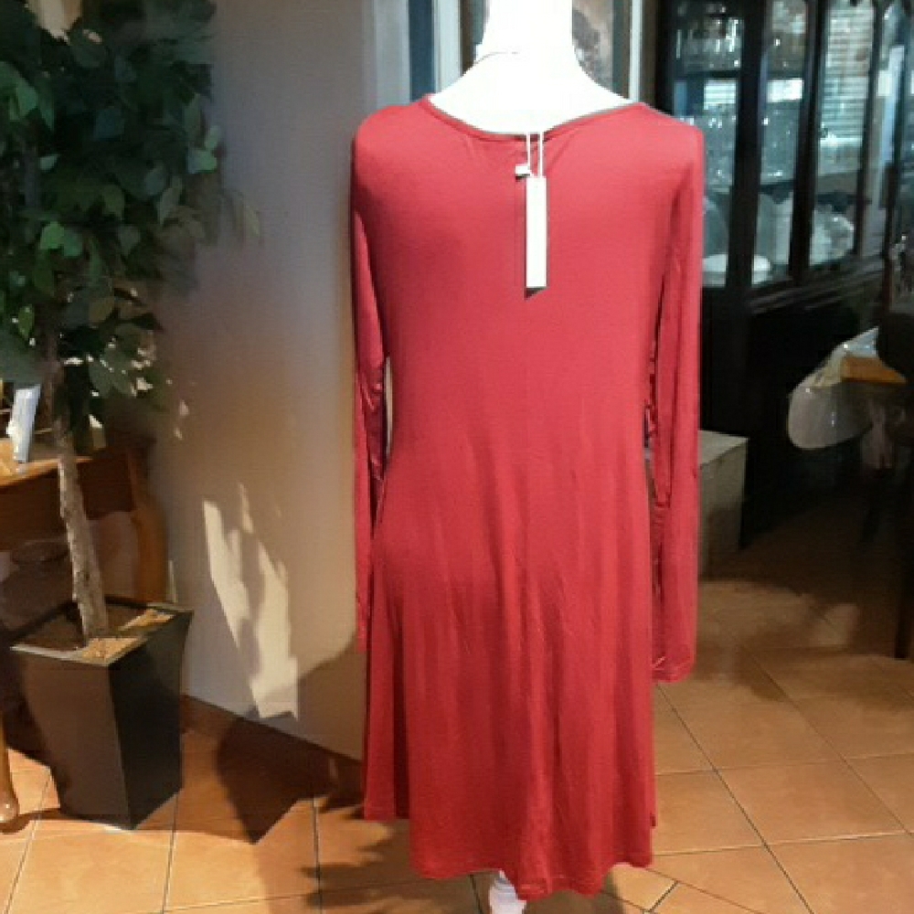 Elegant Burgundy Long Sleeve Dress  95%Rayon 5%Spandex - Picture 5 of 11